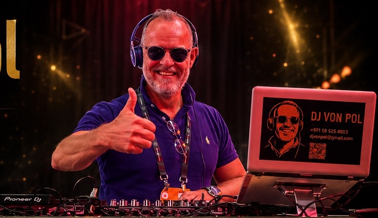 DJ von Pol performing behind a DJ console